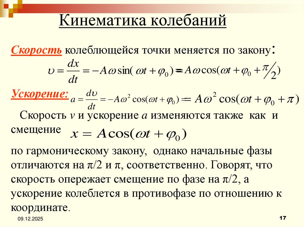 Кинематика колебаний
