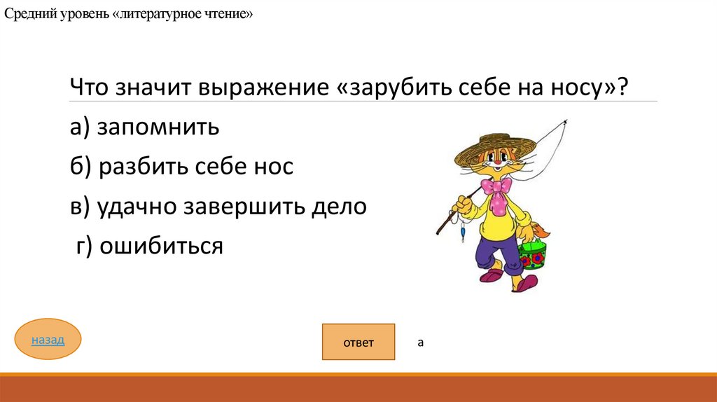 Средний уровень «литературное чтение»