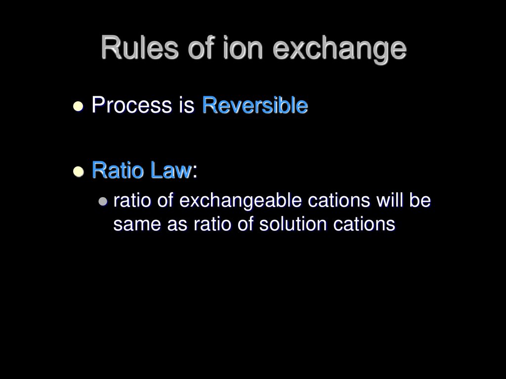Rules of ion exchange