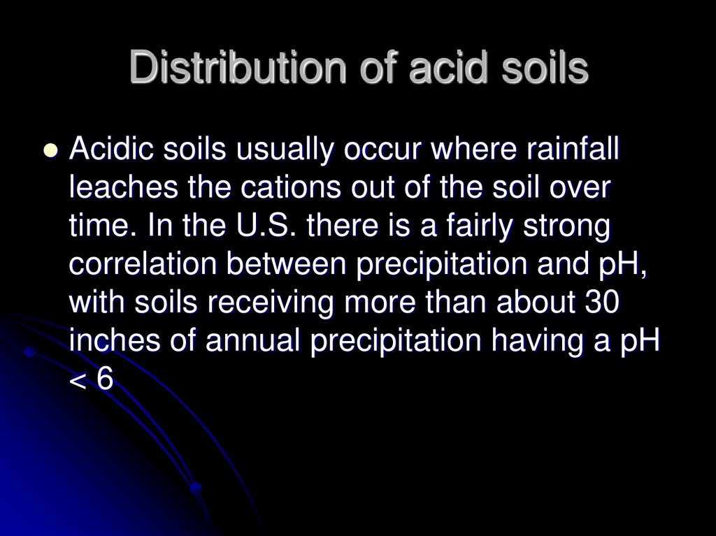 Distribution of acid soils