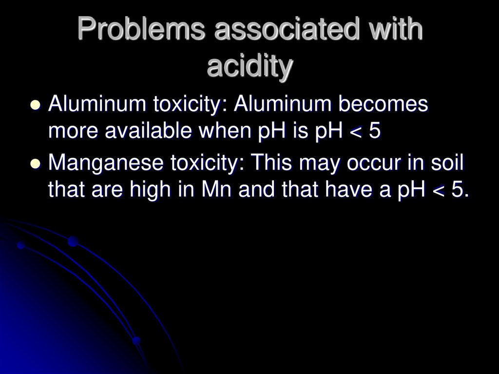Problems associated with acidity