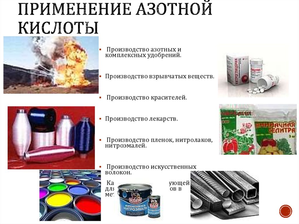 Применение азотной кислоты
