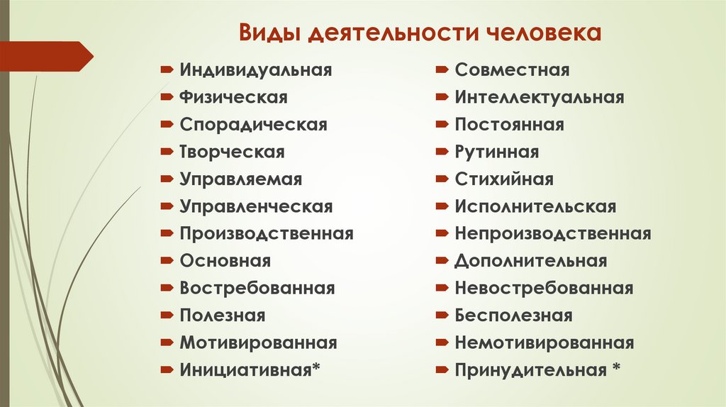 Виды деятельности человека
