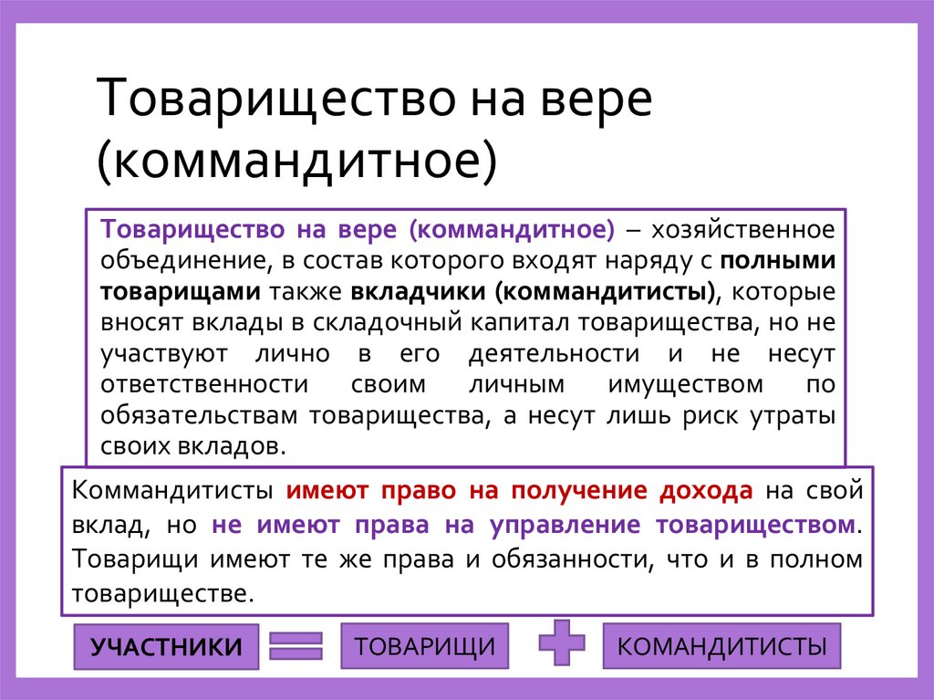 Товарищество на вере (коммандитное)