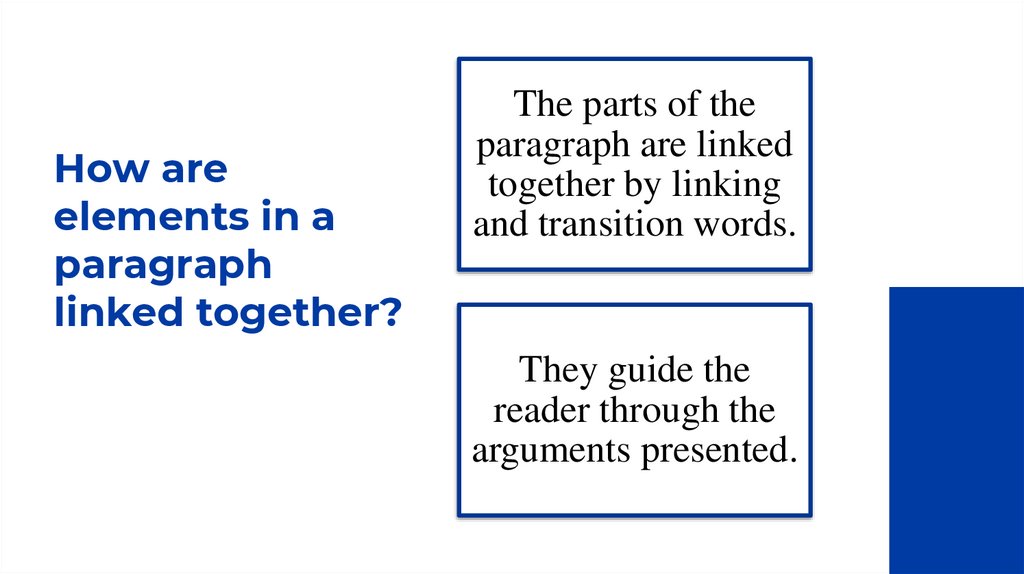 How are elements in a paragraph linked together?