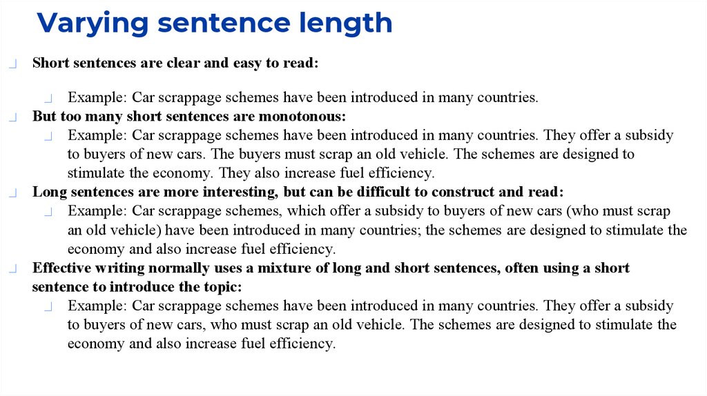 Varying sentence length