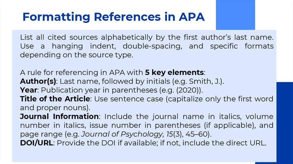 Formatting References in APA