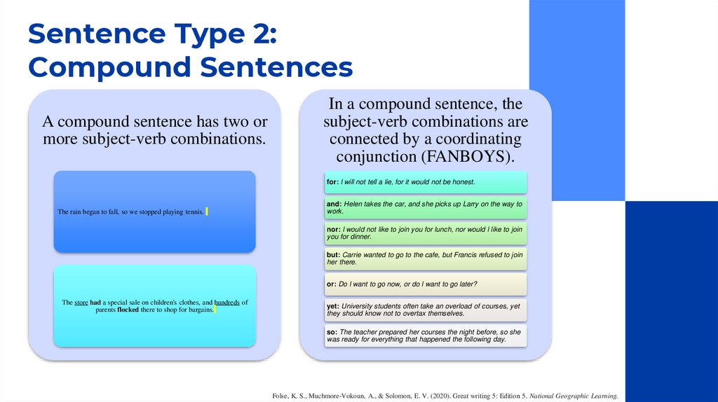 Sentence Type 2: Compound Sentences 