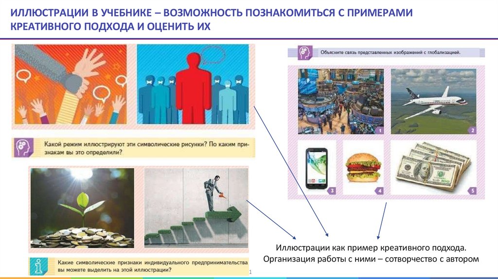 ИЛЛЮСТРАЦИИ В УЧЕБНИКЕ – ВОЗМОЖНОСТЬ ПОЗНАКОМИТЬСЯ С ПРИМЕРАМИ КРЕАТИВНОГО ПОДХОДА И ОЦЕНИТЬ ИХ