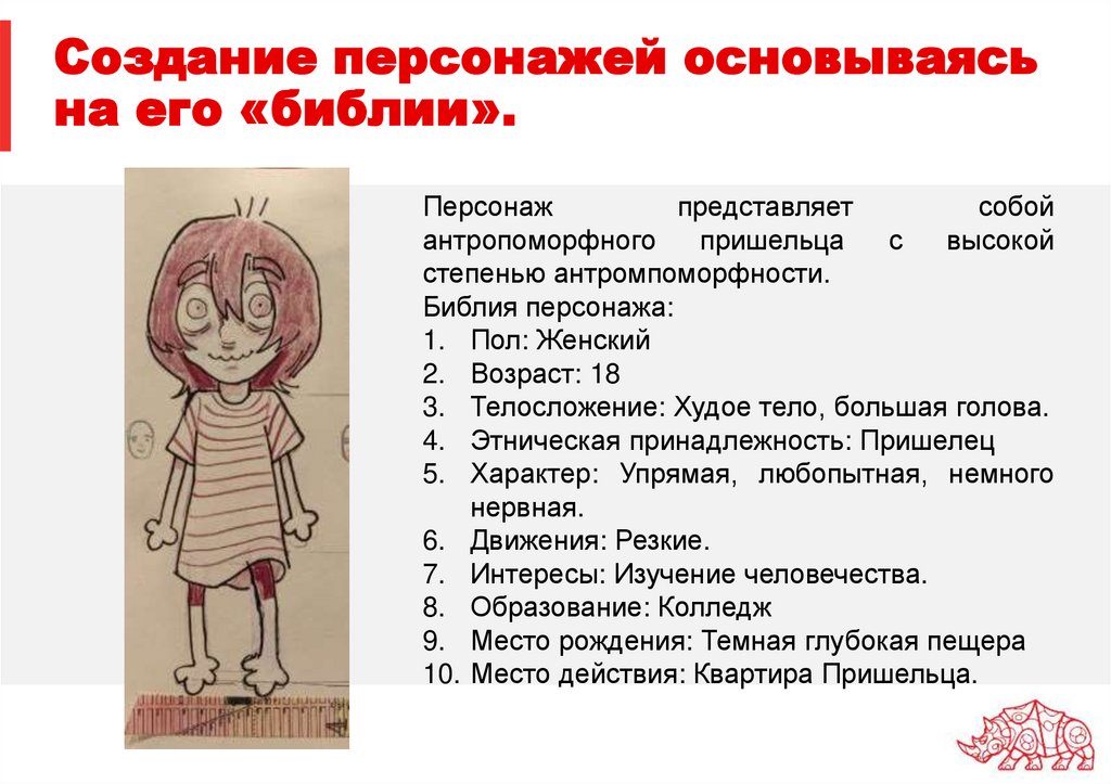 Создание персонажей основываясь на его «библии».