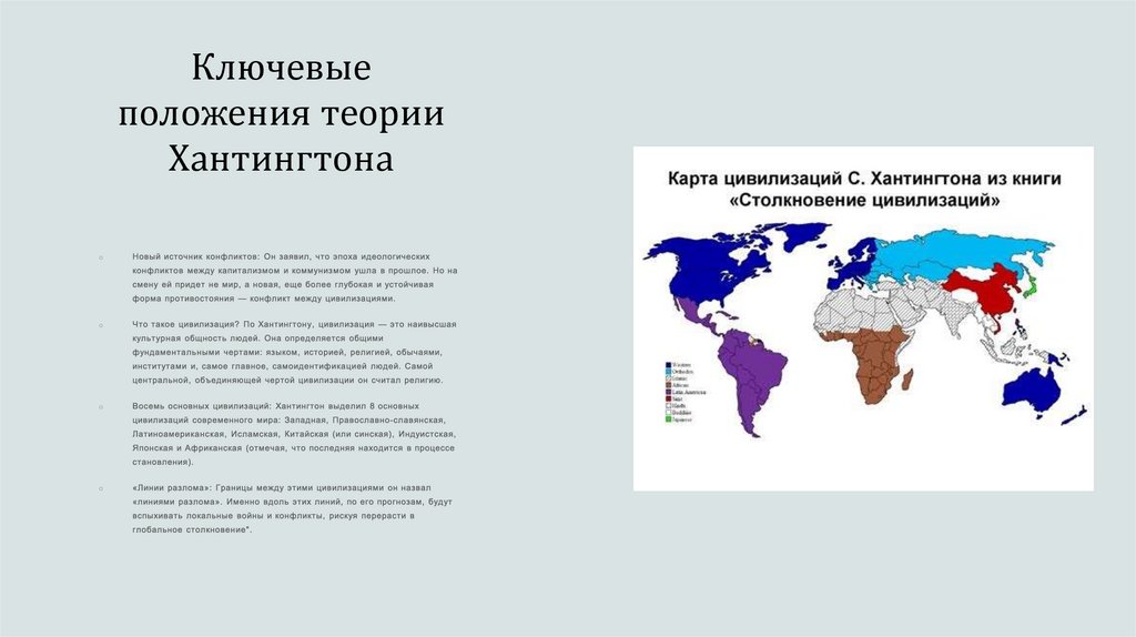 Ключевые положения теории Хантингтона