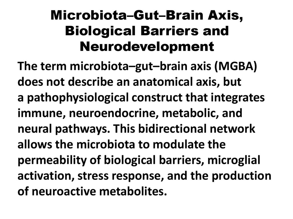 Microbiota–Gut–Brain Axis, Biological Barriers and Neurodevelopment