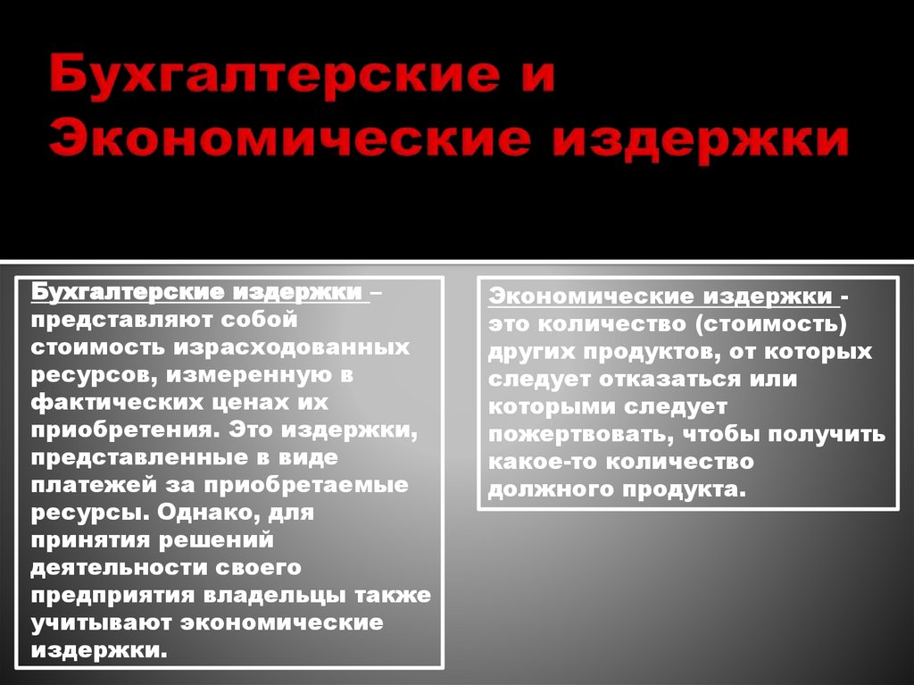 Бухгалтерские и Экономические издержки