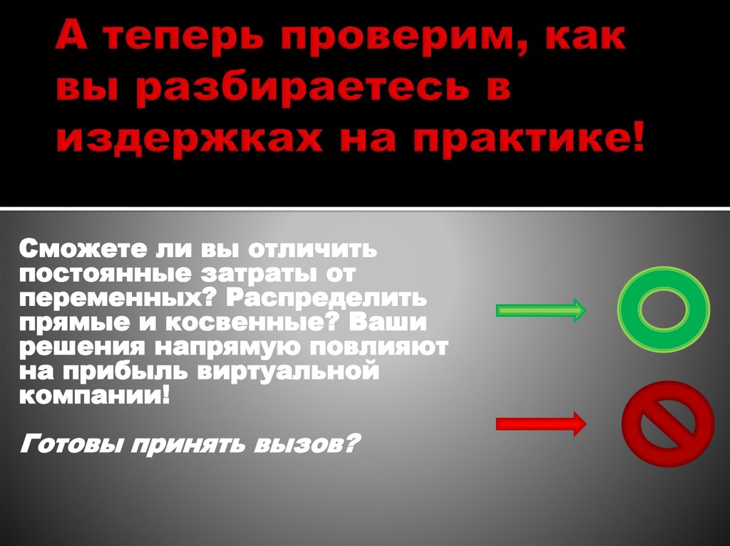 А теперь проверим, как вы разбираетесь в издержках на практике!