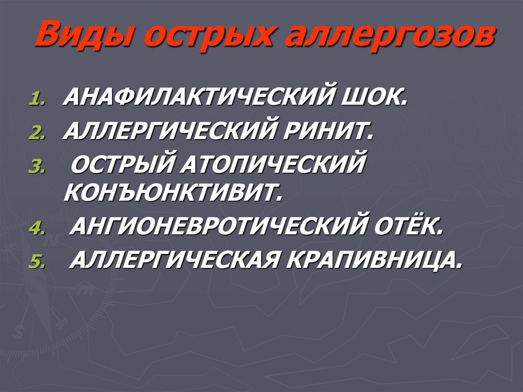 Виды острых аллергозов