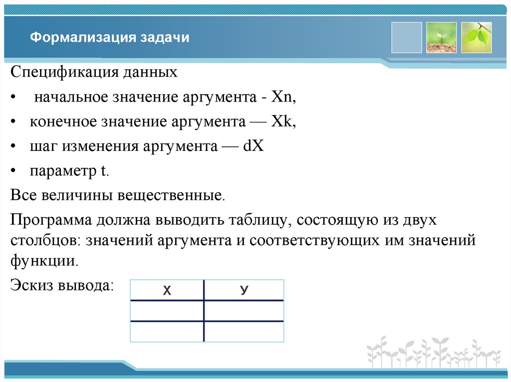 Формализация задачи