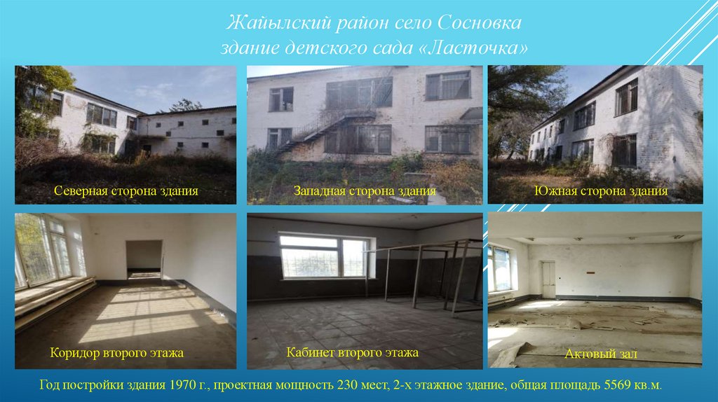 Жайылский район село Сосновка здание детского сада «Ласточка»