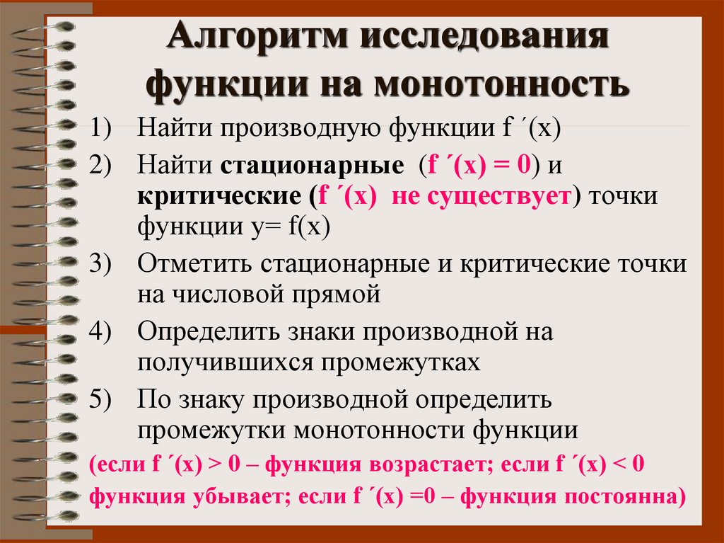 Алгоритм исследования функции на монотонность