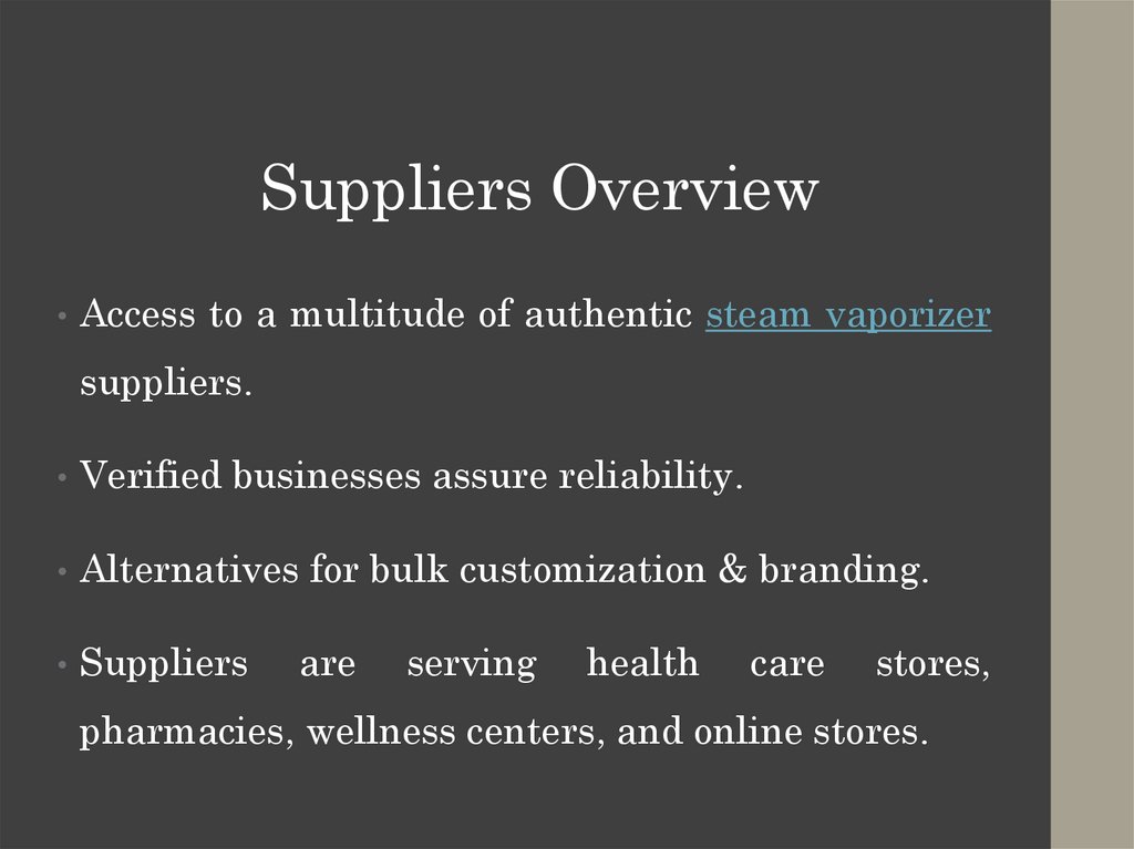 Suppliers Overview