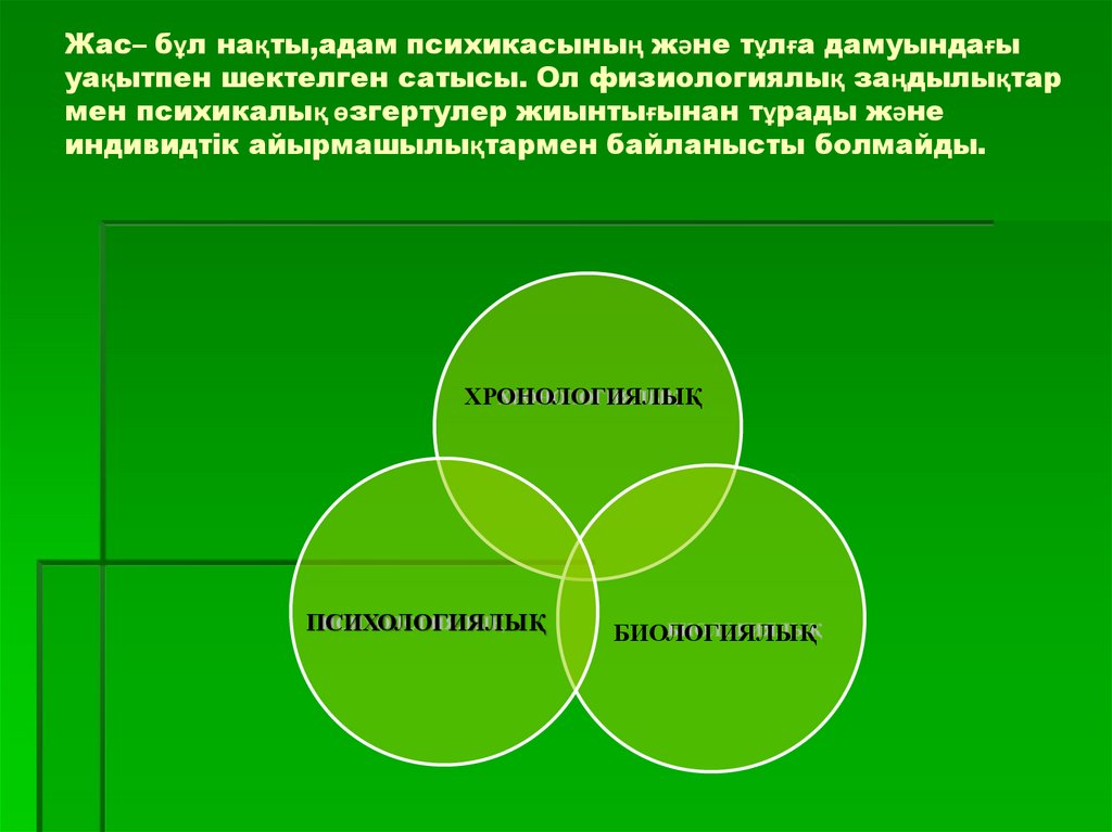 Жас– бұл нақты,адам психикасының және тұлға дамуындағы уақытпен шектелген сатысы. Ол физиологиялық заңдылықтар мен психикалық