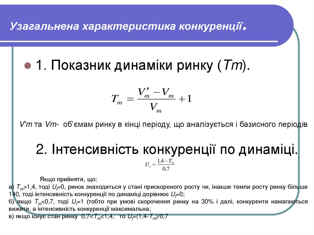 Узагальнена характеристика конкуренції.