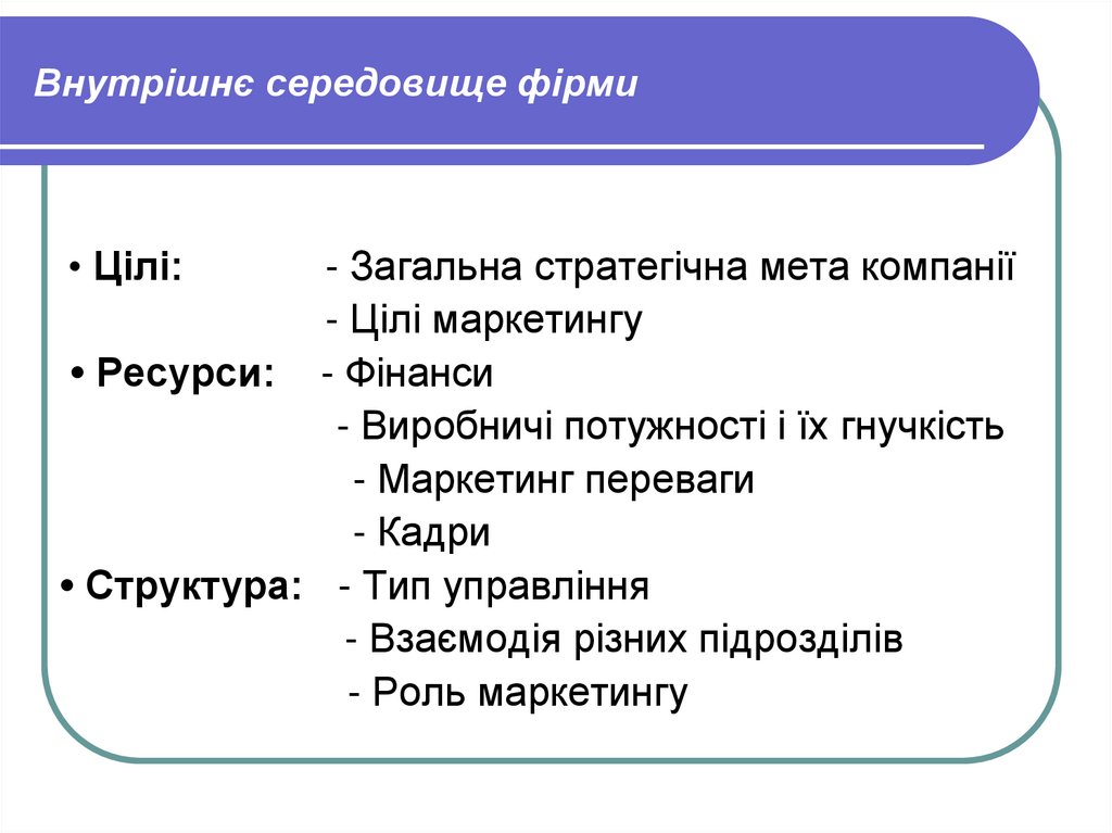 Внутрішнє середовище фірми