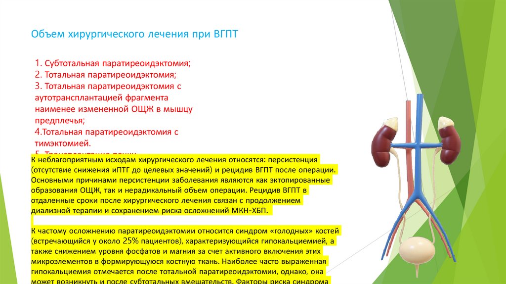 Объем хирургического лечения при ВГПТ