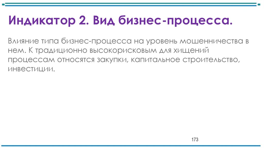Индикатор 2. Вид бизнес-процесса.