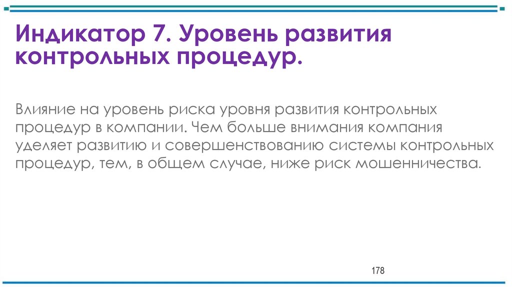Индикатор 7. Уровень развития контрольных процедур.