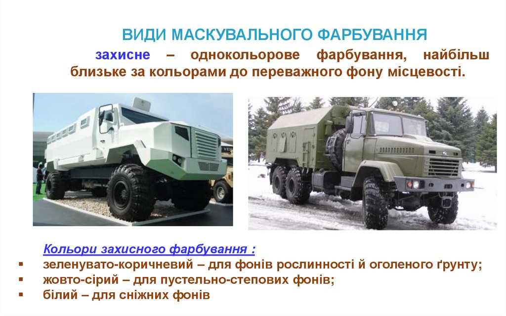 ВИДИ МАСКУВАЛЬНОГО ФАРБУВАННЯ