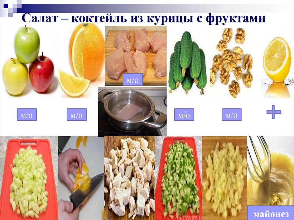 Салат – коктейль из курицы с фруктами