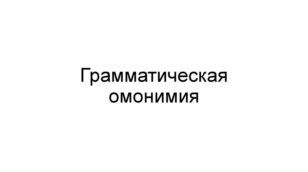 Грамматическая омонимия