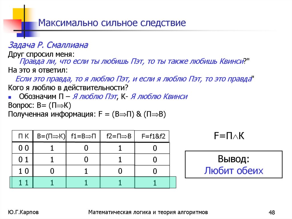 Максимально сильное следствие