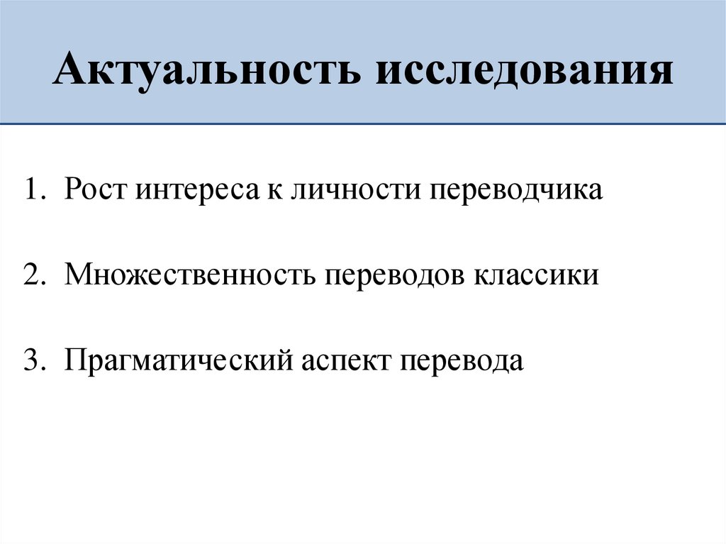 Актуальность исследования