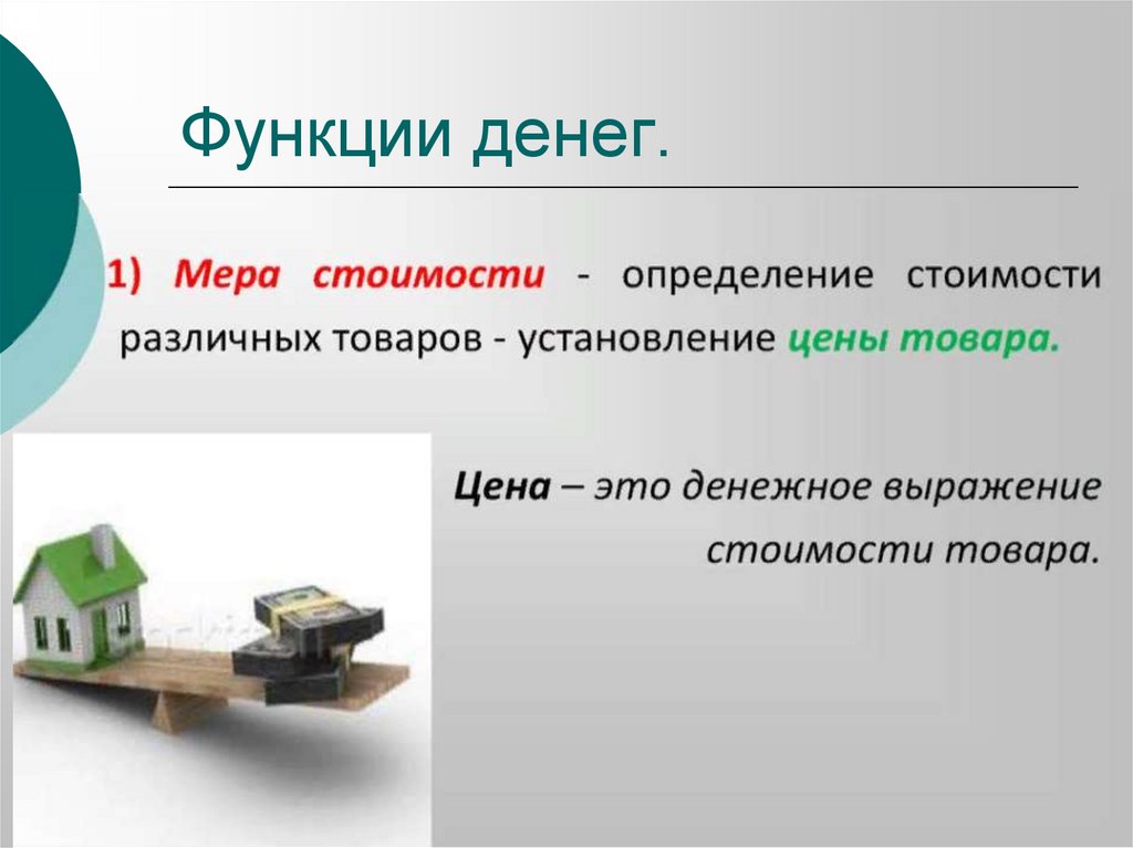 Функции денег.