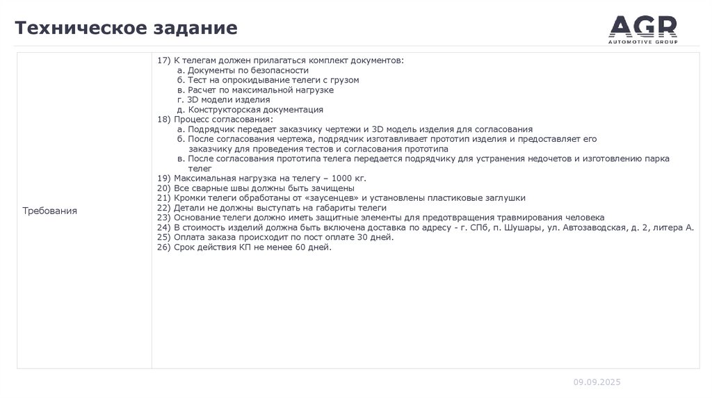 Техническое задание