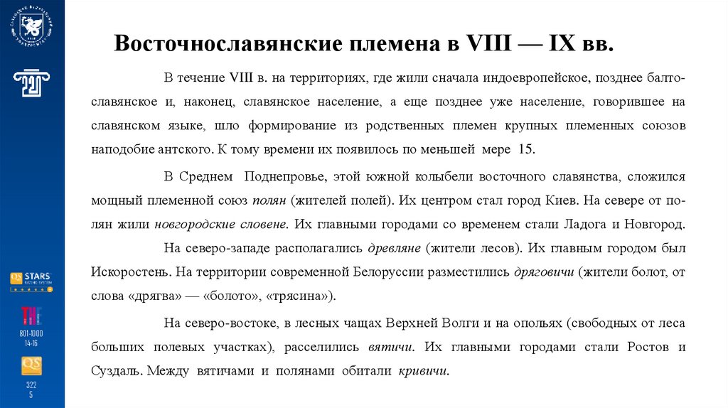Восточнославянские племена в VIII — IX вв.