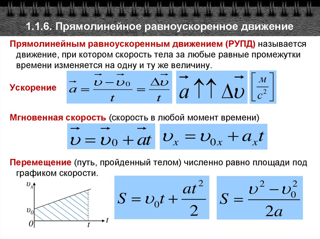 1.1.6. Прямолинейное равноускоренное движение