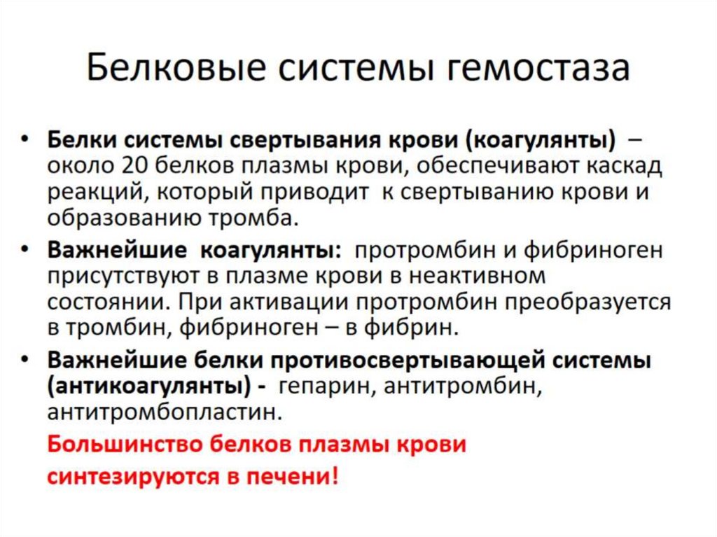 Белковые системы гемостаза