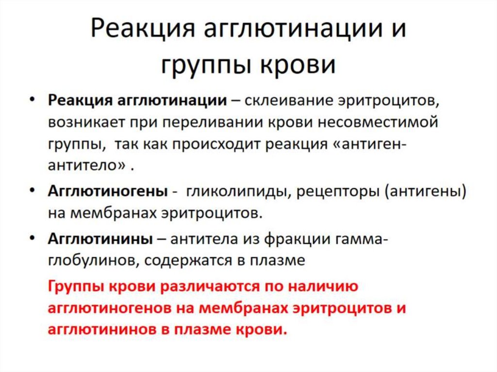 Реакция агглютинации и группы крови