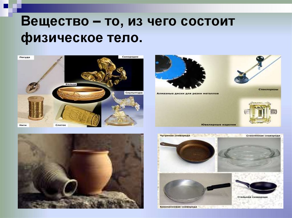 Вещество – то, из чего состоит физическое тело.