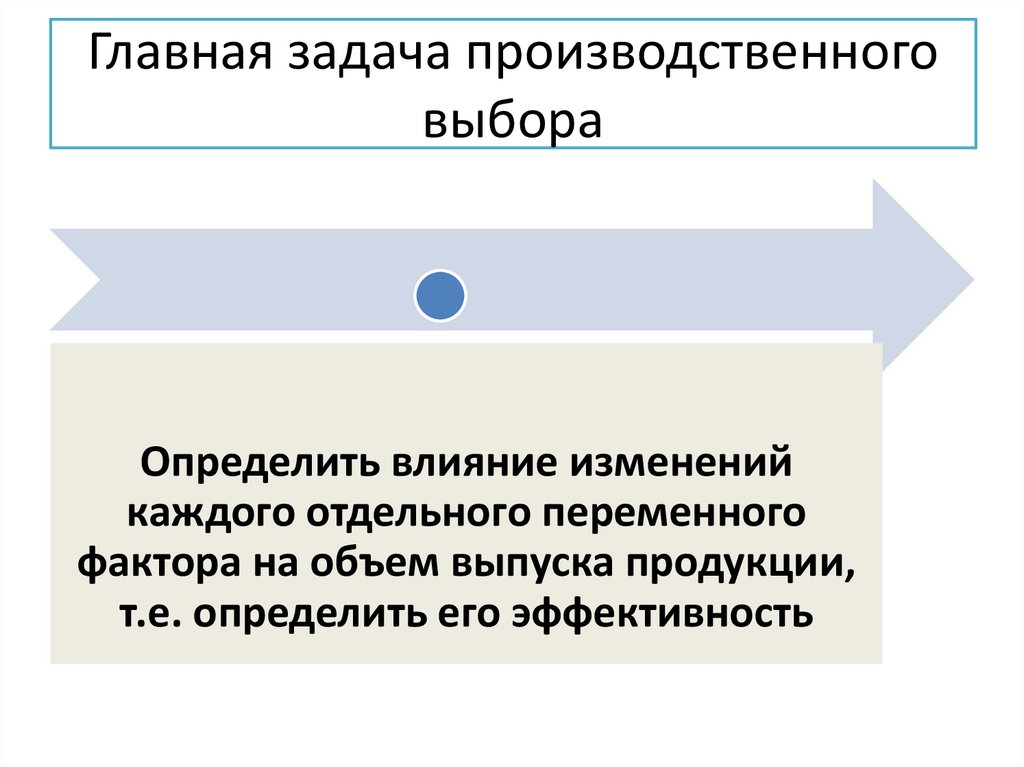 Главная задача производственного выбора