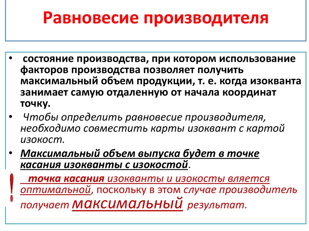 Равновесие производителя