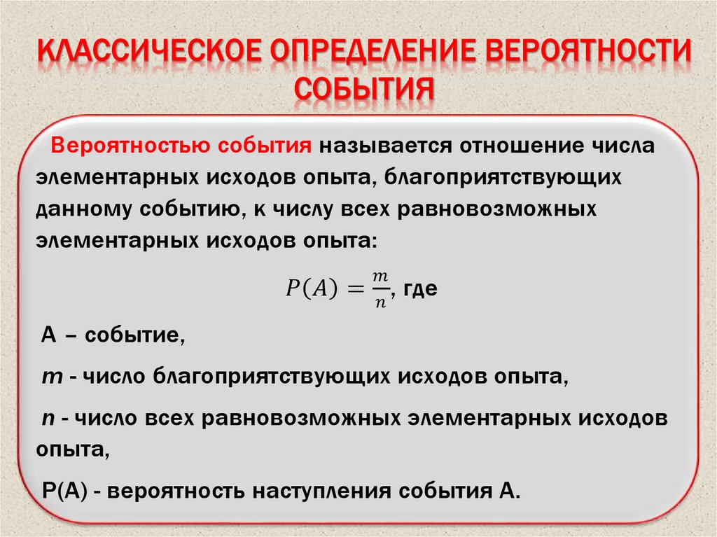 Классическое определение вероятности события