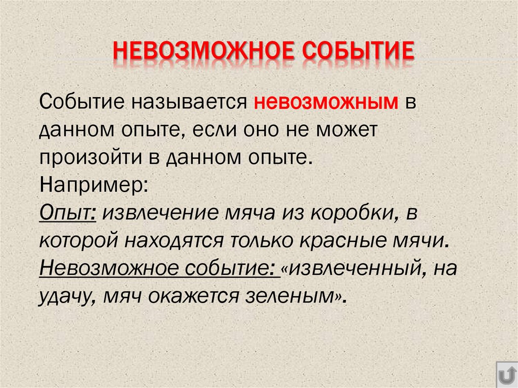 НЕВОЗМОЖНОЕ СОБЫТИЕ