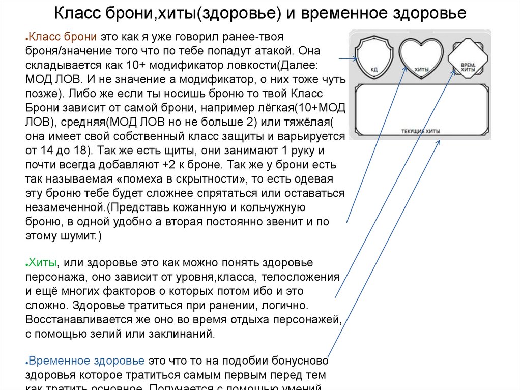 Класс брони,хиты(здоровье) и временное здоровье