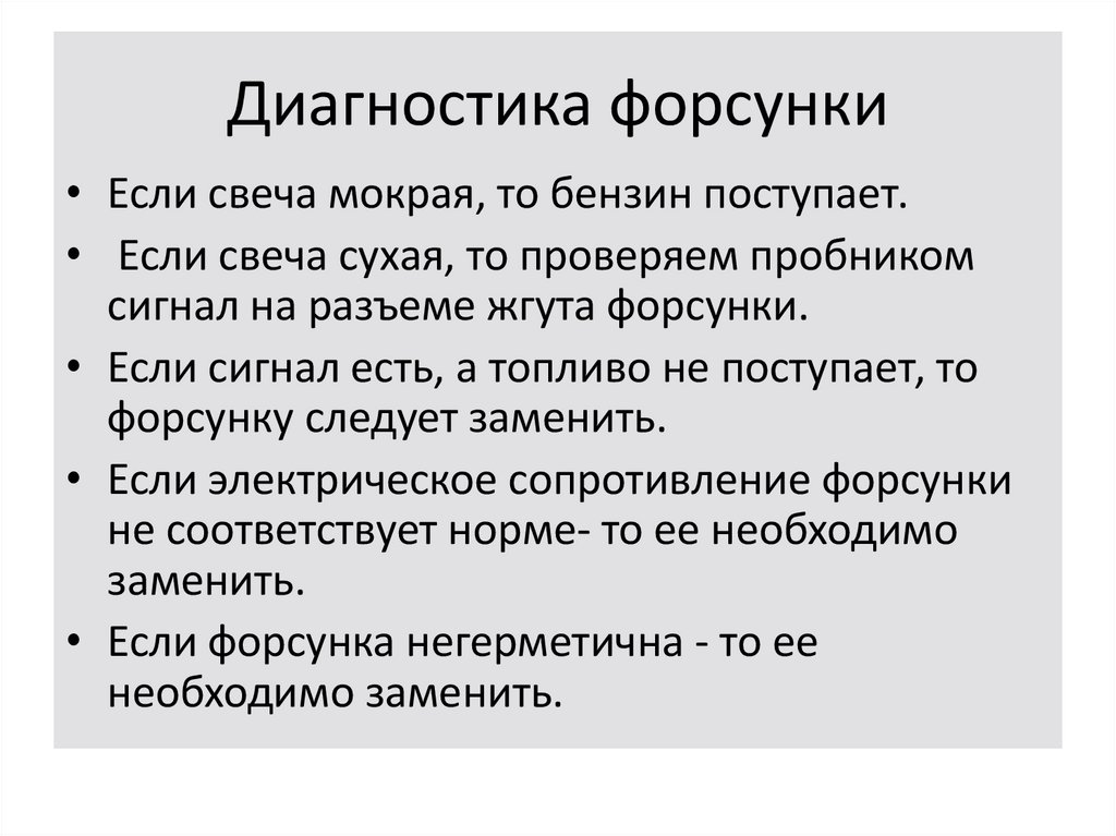 Диагностика форсунки