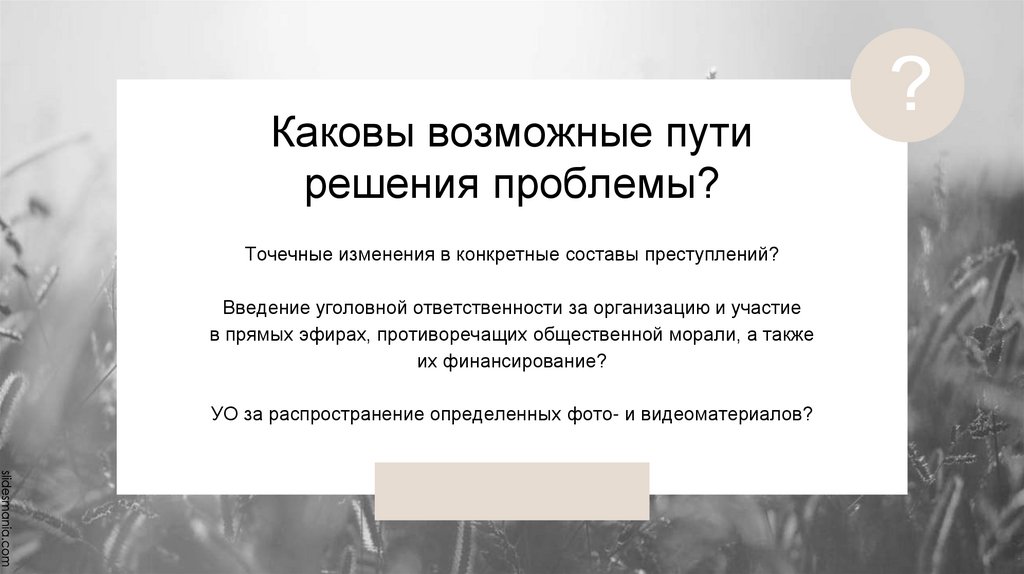 Каковы возможные пути решения проблемы?