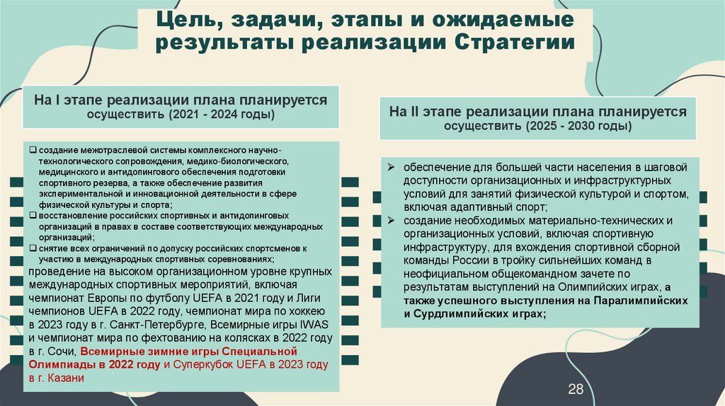 Цель, задачи, этапы и ожидаемые результаты реализации Стратегии