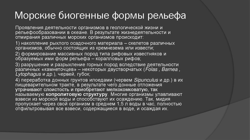 Морские биогенные формы рельефа